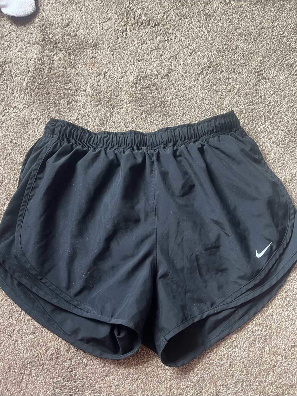 Nike Women's Black Athletic Running Shorts with White Swoosh